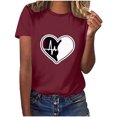 thumbnail image 1 of Diufon Hauts de la Saint-Valentin pour Femmes, Tunique Décontractée à Manches Courtes, Chandail à Col Rond, Blouse Tendance Mignonne à Imprimé Graphique, 1 of 6