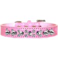thumbnail image 1 of Double Crystal And Spike Croc Dog Collar Light Pink Size 16, 1 of 1