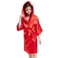 thumbnail image 1 of MIASHUI Peignoirs de Pyjama pour Enfants Garçons Filles en Soie Satinée à Capuche, Rouge, 5-6 Ans, 1 of 6
