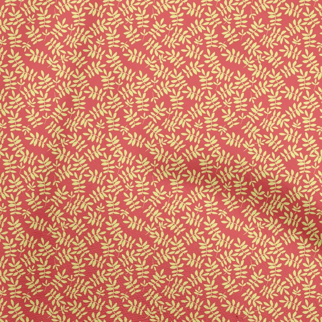 oneOone Polyester Lycra Red Fabric Leaf Sewing Material Print Fabric By The Yard 56 Inch Wide