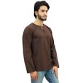 thumbnail image 3 of Atasi Kurta Court pour Homme Brun Col Rond Goutte d'Eau Tunique en Coton Chemise-Xx-Grand, 3 of 7