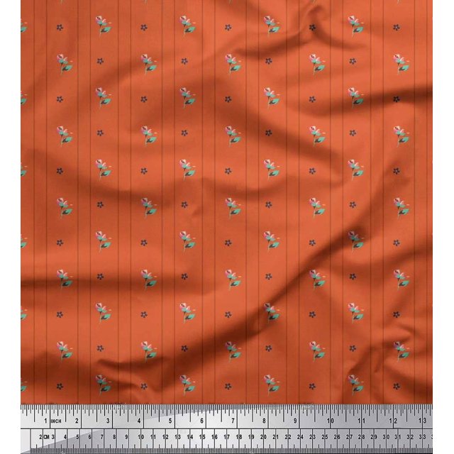 Soimoi Polyester Crepe Fabric Star & Owl Bird Printed Fabric 1 Yard 52 Inch Wide