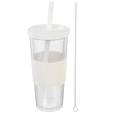 1 Ensemble de Tasse à Boissons Froides à Double Couche Tasse à Boisson en Plastique Tasse à Thé au Lait Réutilisable avec Paille