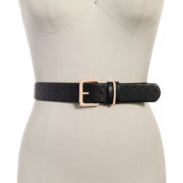 Giani Bernini Ceintures à Logo Embossé pour Femmes, Noir, Moyen