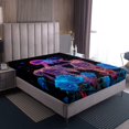 thumbnail image 4 of Skull Sheet Set Gothic Skeleton Bone Sheets,Extoic Blue Rose Floral Bed Sheets Set Twin For Adults Woman Men Goth Skull Flat Fitted Sheet, 4 of 7
