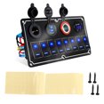 thumbnail image 2 of RV Rocker Switch Panel, Anodize Black 8 Gang RV Aluminum Alloy Switch Panel Single Pole Single Throw 2 Blue LEDs 12 To 24V With DIY Stickers For Ships, 2 of 8