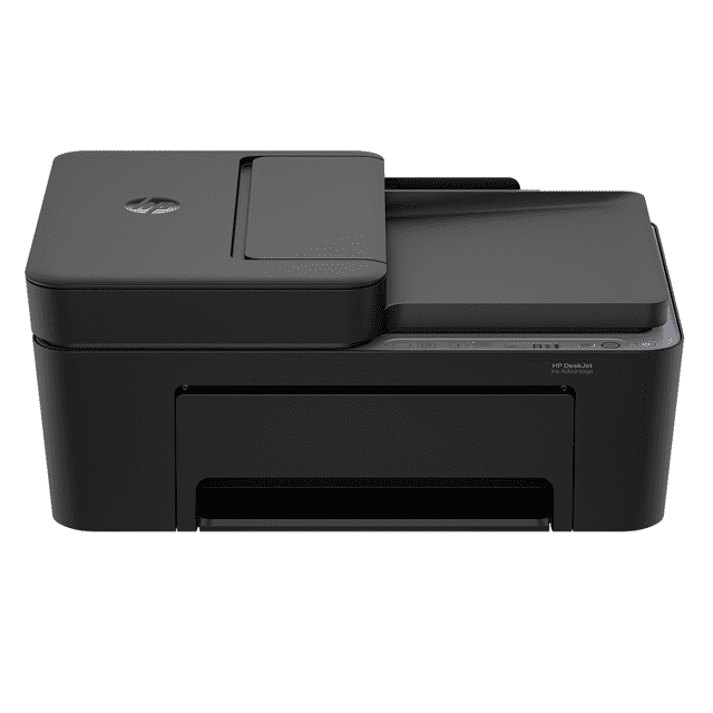 HP OfficeJet 4352 All-in-One Printer in matte black with a front paper tray and top flatbed scanner, providing print, copy, and scan functions with reliable wireless connectivity, ideal for home or small office use and suitable for quick document digitization.