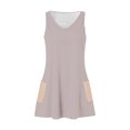 thumbnail image 3 of Timegard Robes pour Femmes Col en V Été Décontracté Robes T-Shirt Sortie de Plage Robe Débardeur avec Poches, 3 of 5
