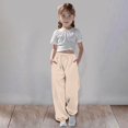 thumbnail image 2 of WENXIAOO Teen Boys Sweatpants Adjustable Drawstring Casual Pants With Pockets Solid Color Beige Boys School Pants Kids Spring Fall Pants Size 11-12 Years, 2 of 7