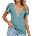 thumbnail image 1 of Pompotops Women's V- Neck Recreational Short Sleeve Tops, 1 of 9