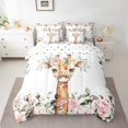 thumbnail image 2 of YST Cute Giraffe 7-Piece Comforter Set, Pink Rose Floral Bedding for Girls, Queen, 2 of 4