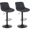 thumbnail image 1 of Furniture Swivel Bar Stools Set of 2, Bar Chairs Adjustable Height Bounded Leather Counter Height Barstools and Sturdy Metal Handel Kitchen Island Stool Black, 1 of 2