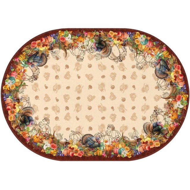 Oval Thanksgiving Tablecloth 60 x 84 Inch, Thanksgiving Turkey Harvest Tablecloth Oval, Thanksgiving Table Cloths Oval, Thanksgiving Oval Table Cloth Decor