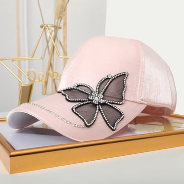 Nouvelle Casquette de Baseball pour le Printemps et l'Été pour Femmes, Chapeau Pare-Soleil en Coton Mercerisé avec Strass et Papillon, Chapeau Décontracté de Plein Air avec Protection Solaire