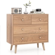 Costway 4 Drawer Dresser for Bedroom Wide Chest of Drawers with Metal Guide Rails Natural