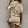 thumbnail image 4 of FcBaudy Robe à Manches Courtes à Col Rond, Robes pour Femmes, Robes d'Été pour Femmes Robe d'Été pour Femmes Mode Couleur Unie Col Rond Manches Courtes Robe de Sport Décontractée Robe Femme, 4 of 9