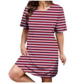 thumbnail image 2 of UPPADA Robe T-Shirt Décontractée d'Été pour Femme Grande Taille Sans Manches Évasée avec Poches Col Ras du Cou Plissée Robe Débardeur Coupe Ample Boho Plage Robes d'Été Rouge, TG, 2 of 7