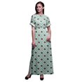 thumbnail image 1 of Bimba Robe Longue Imprimée en Rayonne à Feuilles/fleurs et Losanges Géométriques, Taille Smockée, Fente Latérale, Robe pour Femme - Xxx-Grand, 1 of 6