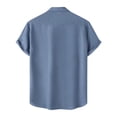 thumbnail image 4 of Birdeem Shirts for Men Men Casual Solid Turndown Short Sleeve Button Closure Shirt Hawaii Blouse, 4 of 12