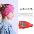thumbnail image 3 of Crochet Headbands Winter Leaves Pattern with Hairband with Buttons. Rhinestones Elastic Head Protector Wide Warm Chunky Hair Accessories for Girls Red, 3 of 6