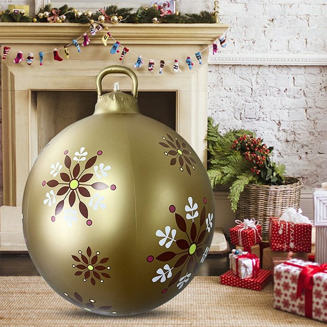 60cm Inflatable Christmas Ball with Light Glow Giant Atmosphere Ball Home Garden