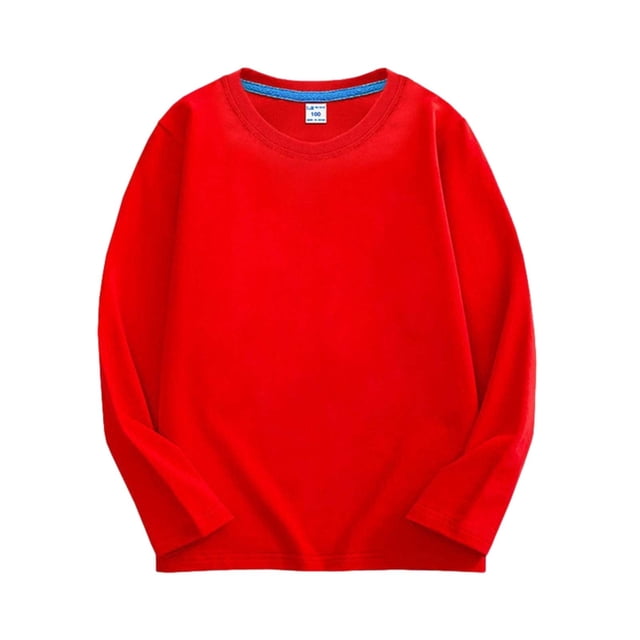 Chandails pour Bébés Filles Hiver Garçons Filles Chandails à Manches Longues Décontractés à Col Rond Hauts Amples Unis Tunique Mignonne Blouse T-Shirts Chandail à Col Rond pour Bébé Rouge 3-4T