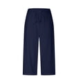 thumbnail image 4 of Plebaso Capri Pants for Women Drawstring Cropped Wide Leg Pants Lightweight Lounge Yoga Capris with Pockets, 4 of 7