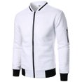 thumbnail image 1 of RXIRUCGD Man Solid Color Zipper Stand Collar Hoodie Coat, White, Size: 3XL, 1 of 6