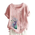 thumbnail image 1 of Birdeem Womens Summer Casual Round Neck Short Sleeve Printing Loose Shirt Tops, 1 of 5