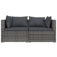 thumbnail image 2 of vidaXL 3 Piece Garden Lounge Set with Cushions Grey Poly Rattan, 2 of 4