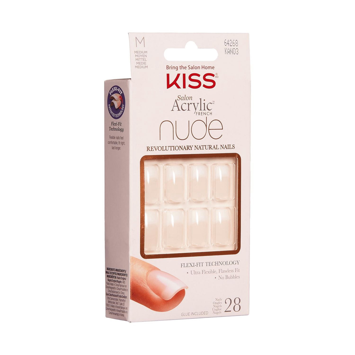 KISS Acrylique de Salon - Nude Français Époustouflant - Faux Ongles, Courts