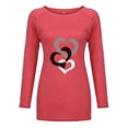 thumbnail image 3 of T-shirts à Manches Longues pour Femmes Time And Tru Mode Femme Décontractée Imprimé Col Rond Ample T-Shirt à Manches Longues Haut Blouse Chandail, 3 of 6