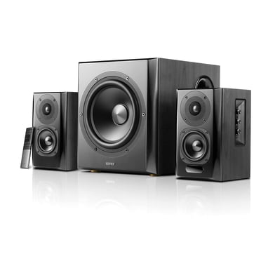 Edifier S351DB Bookshelf Coaxial, Bluetooth, Optical and Auxiliary Speaker and Subwoofer 2.1 System Wireless Sound for Study Rooms, Living Rooms & Dens Black