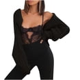 thumbnail image 2 of Qertyioot Womens Winter Fleece Jacket Ladies Solid Color Super Short Long Sleeve Sweater, 2 of 5