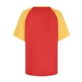 thumbnail image 4 of T-Shirts Raglan d'Été pour Femmes à Blocs de Couleur, Grande Taille, T-Shirts de Baseball Décontractés à Manches Courtes, Coupe Ample, Chandail à Enfiler, Rouge Melon D\'eau, S, 4 of 5