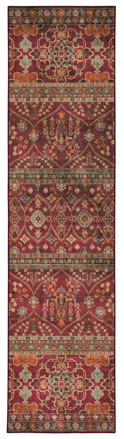 Tapis de couloir lavable Neil 2 pi x 8 pi grenat et ivoire