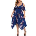 thumbnail image 2 of Robe à Manches Courtes pour Femmes Grande Taille Mode Femmes Sexy Imprimé Floral Manches Courtes Col en V Robe à Bretelles en Solde, 2 of 8
