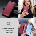 thumbnail image 3 of Wallet Case for Samsung Galaxy S25 Edge RFID Blocking Flip Cover with Card Slots & Cash Pocket, Strong Magnetic Closure, Wireless Charging Compatible Red, 3 of 5