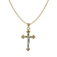 thumbnail image 1 of 14k Two-tone Gold Polished Crucifix Pendant and Cable Chain, 1 of 5
