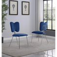 thumbnail image 2 of Chaises Latérales Ailées avec Velours Bleu Marine et Base Chromée Argentée (Ensemble de 4), 2 of 2