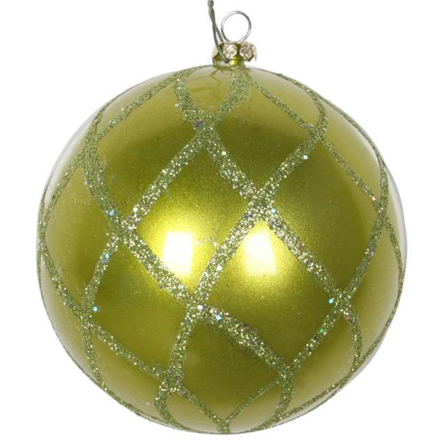 Vickerman MT198073D 4 in. Lime Candy Glitter Net Ornament - 3 per Bag