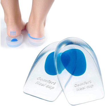 Gel Heel Cups, Silicone Heel Pads, U-Shaped Ergonomic Design, for Plantar Fasciitis, Bone Spurs and Achilles Tendon Pain, Shock Absorption Sole and Heel Cup for Foot Care, L, Men