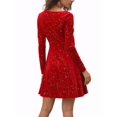 thumbnail image 3 of INSPIRE CHIC Robe de Soirée pour Femme à Imprimé d'Étoiles, Encolure Carrée, Mini Robe Vintage de Bal en Velours, L Rouge Vin, 3 of 6
