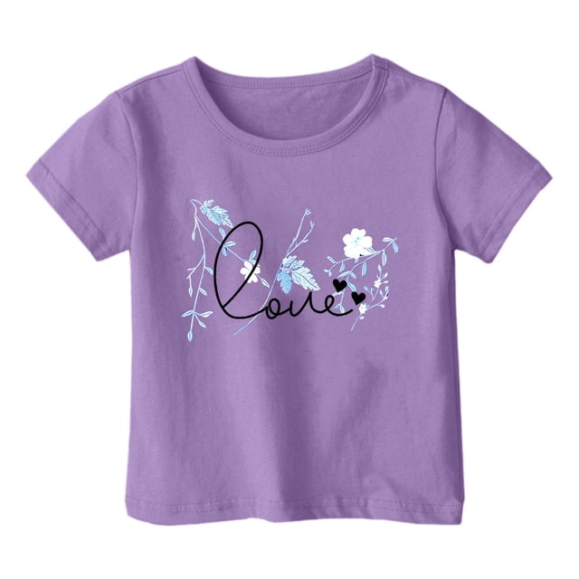 Chandail Court de Danse 2t Chandails à Manches Longues Filles Garçon et Fille Mode Décontractée Imprimé Col Rond Ample T-Shirt à Manches Courtes Haut