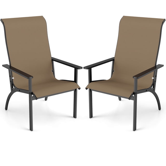 Costway 2PCS Adirondack Chair with 400 lbs Weight Capacity High Back and Metal Frame