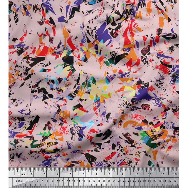 Soimoi Tissu Popeline de Coton Tissu à Texture Multicolore Imprimé au Mètre 56 Pouces de Large