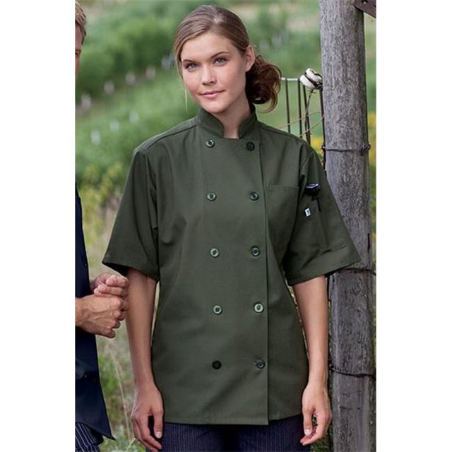 Uncommon Threads 0415-6505 Manteau de Chef à Manches Courtes Extra Grand en Olive