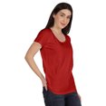 thumbnail image 2 of Inkmeso T-Shirt Basique à Encolure Dégagée Décontracté à Manches Courtes en Coton Uni T-Shirt Haut pour Femmes, 2 of 8
