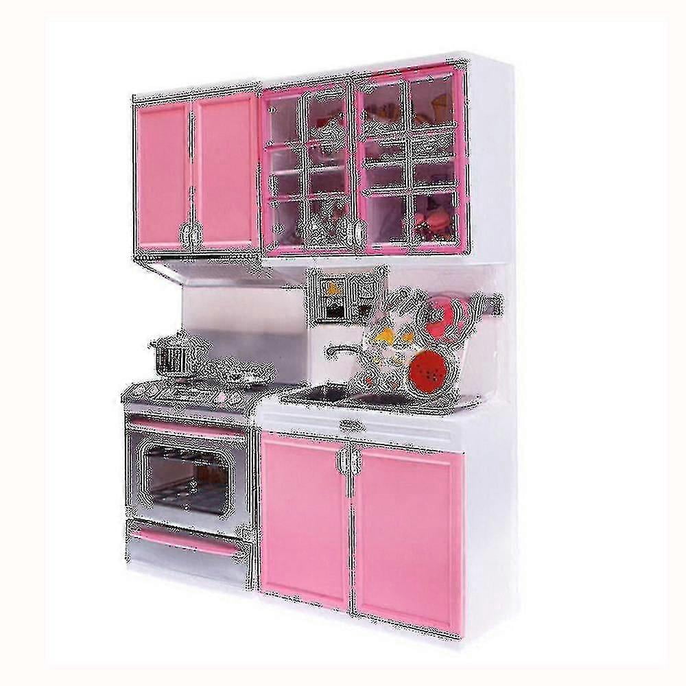 Kids Pretend Play Kitchen Toy Set with Stove & Cupboard for Role Play Cooking Games