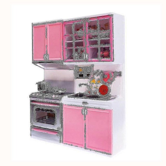 Kids Pretend Play Kitchen Toy Set with Stove & Cupboard for Role Play Cooking Games